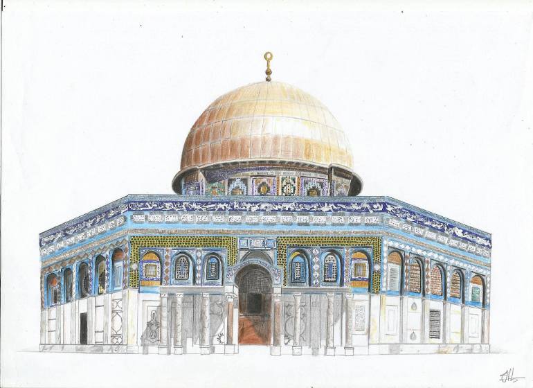 770x560 Saatchi Art Dome Of The Rock Drawing By Jowana Al Hindi