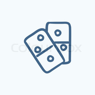320x320 Domino Vector Sketch Icon Isolated On Background. Hand Drawn