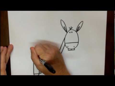 480x360 How To Draw A Donkey Step By Step Easy Cartoon Drawing Tutorial