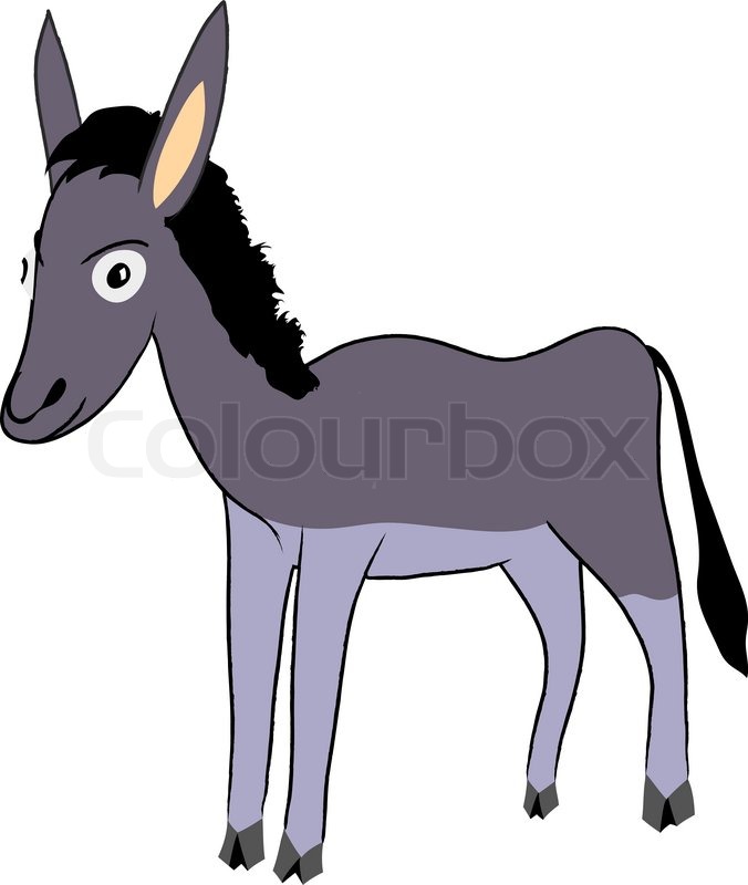 676x800 Vector Cartoon Illustration Of Funny Grey Donkey Stock Vector