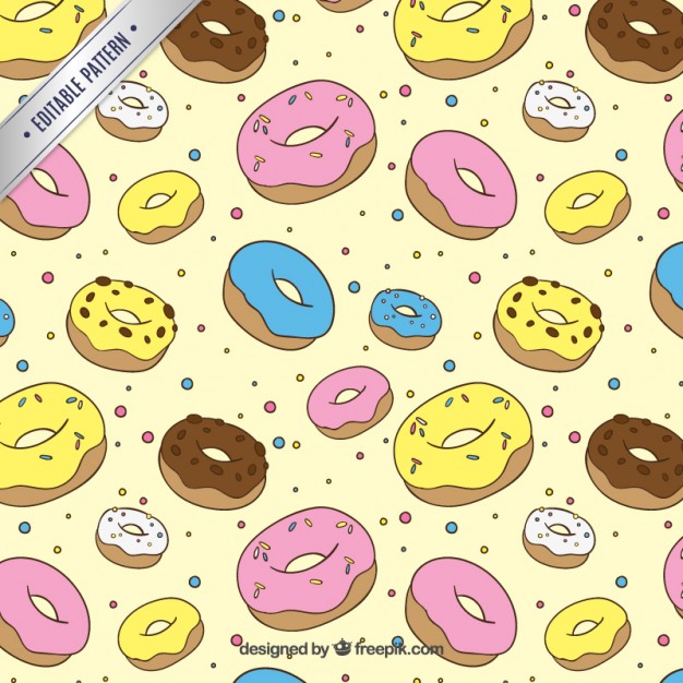 626x626 Hand Drawn Colored Donuts Pattern Vector Free Download