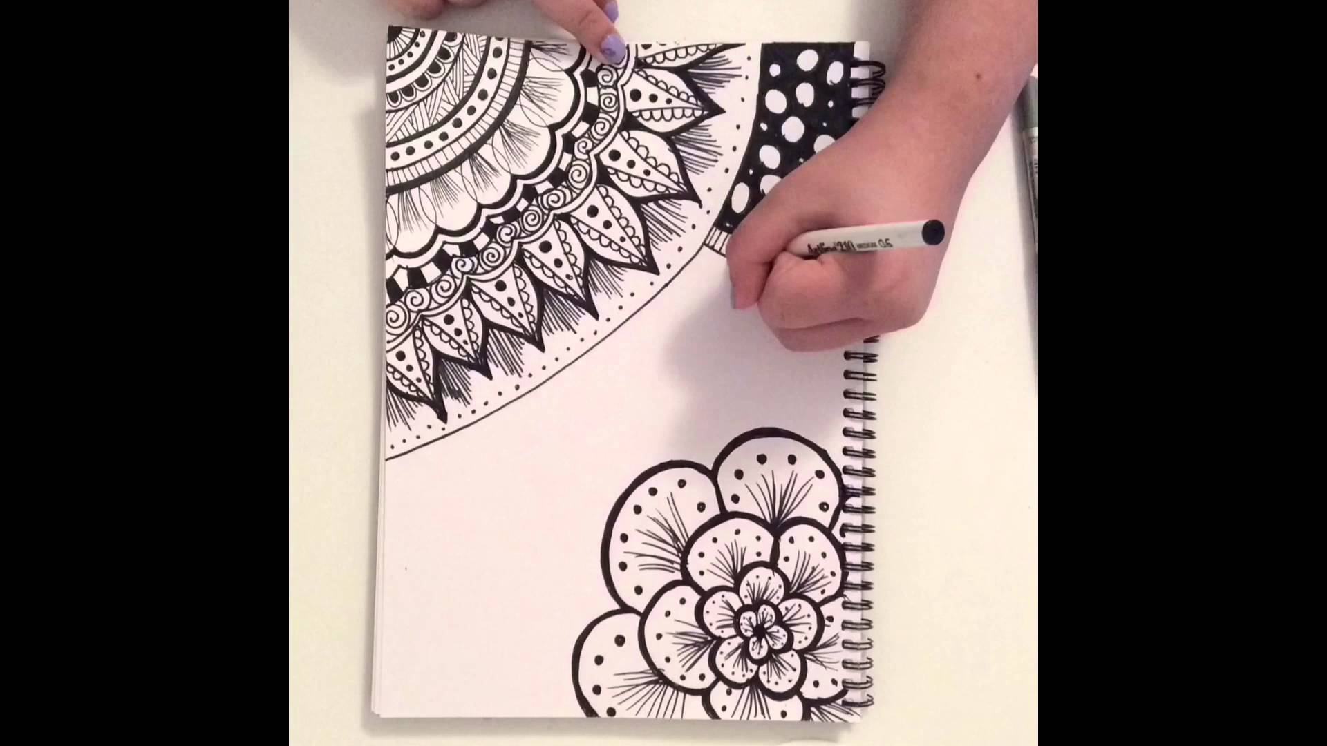 1920x1080 Zentangle Doodle Art ~ Fast Motion Speed Drawing ~