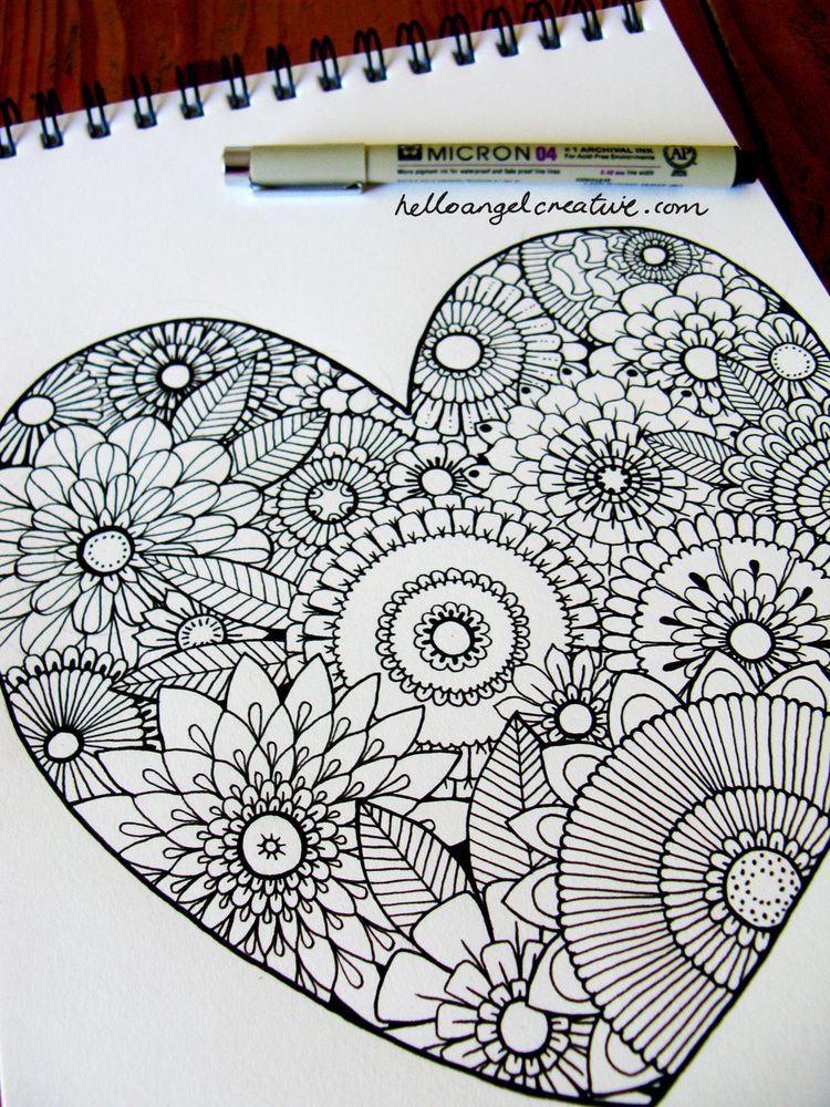 750x1000 Floral Heart Outlines By Hello Angel Creative Crazy About
