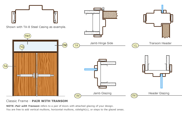 756x476 Timely Steel Prefinished Door Frames, Classic Series Pair