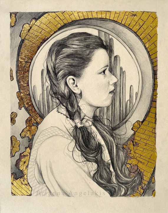 570x725 Wizard Of Oz Dorothy Portrait Drawing On Paper Follow
