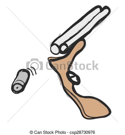 436x470 Doodle Double Barrel Shotgun Vectors Illustration