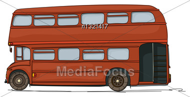 380x194 Double Decker London Bus Cartoon Drawing White Background