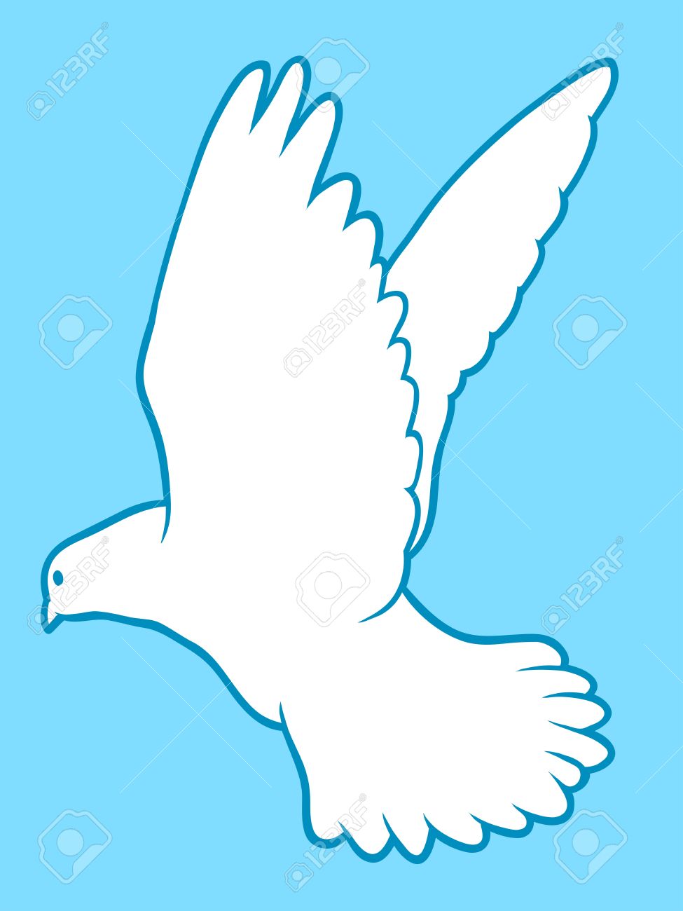 975x1300 Drawing Of A Beautiful Graceful White Dove Isolated On Turquoise