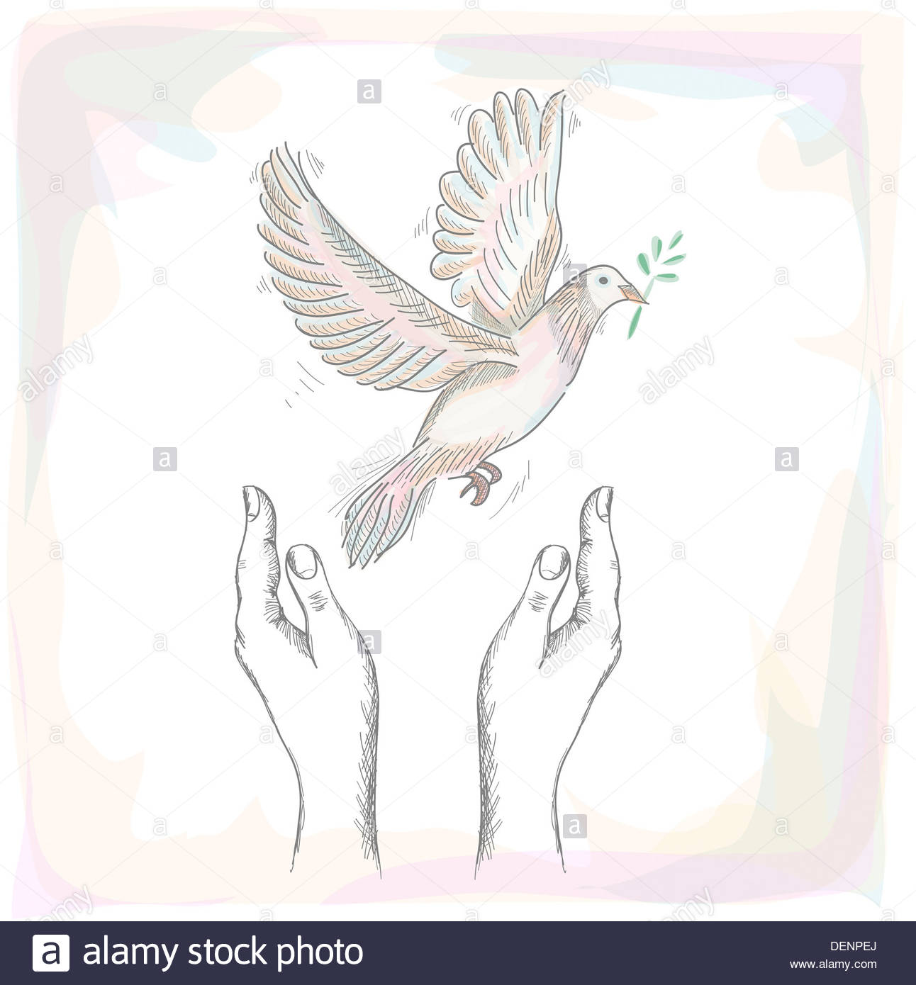 1292x1390 Sketch Style Human Hands With Peace Symbol Dove Illustration Over