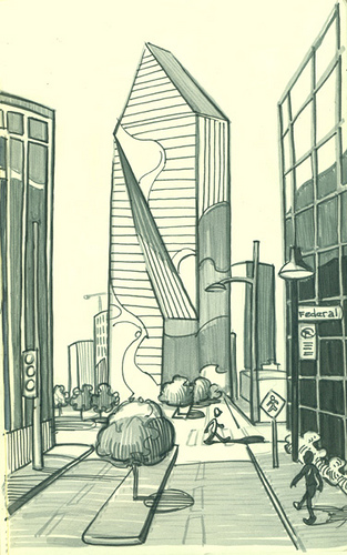 313x500 Downtown Dallas A Quick Sketch While Waiting For The Dart