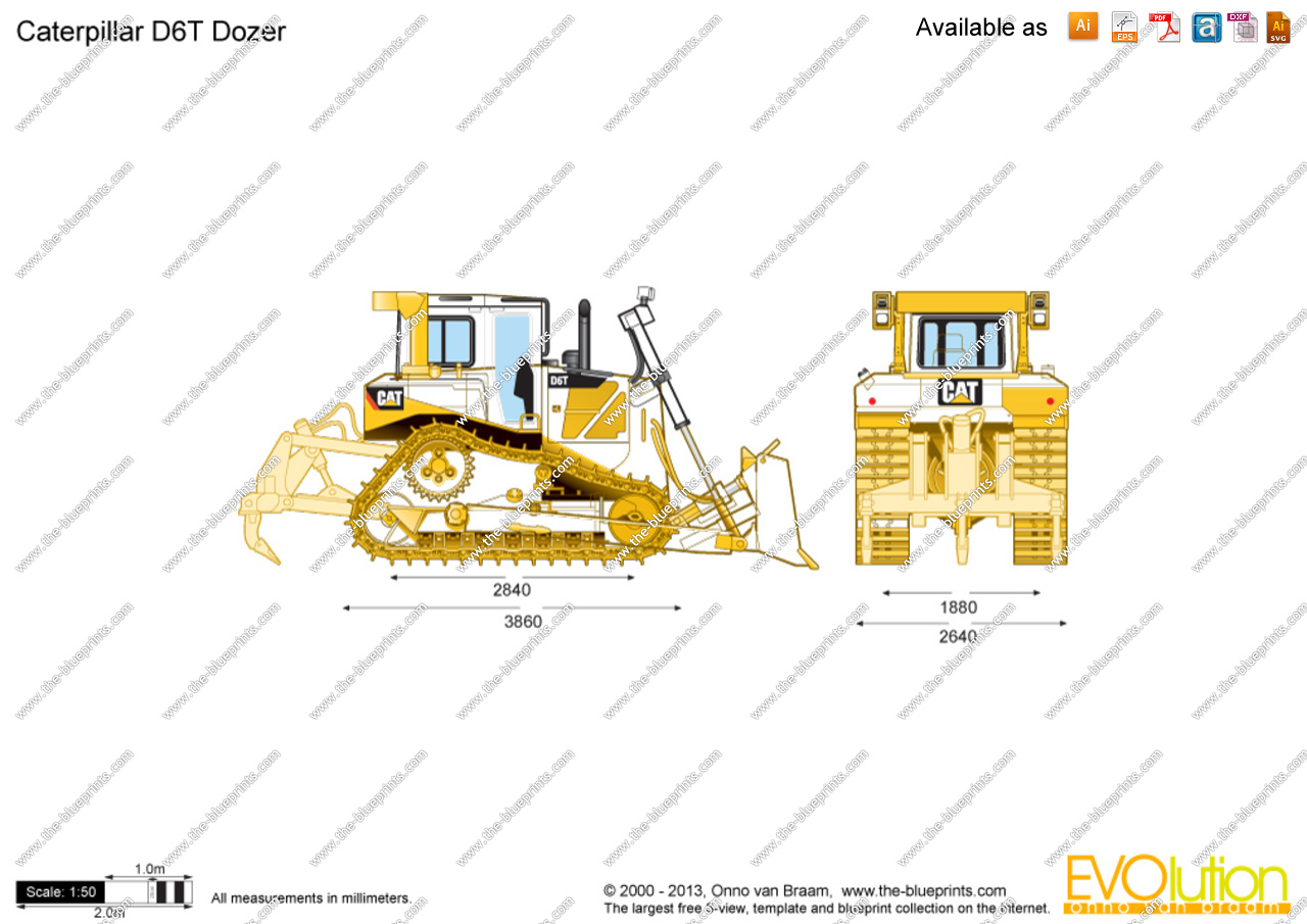 1280x905 Caterpillar D6t Dozer Vector Drawing