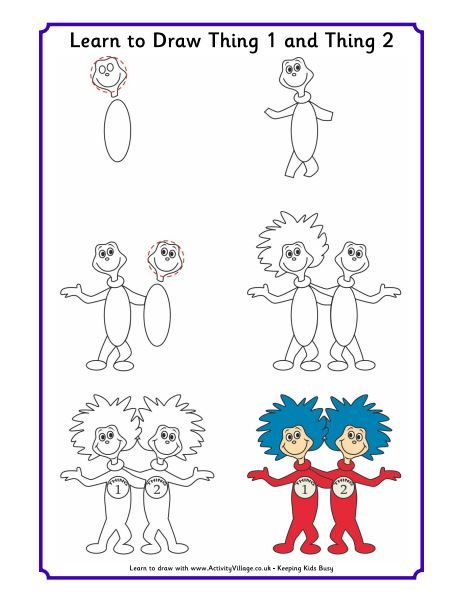459x601 Learn To Draw Dr. Seuss Characters Thing 1 And Thing 2. Check