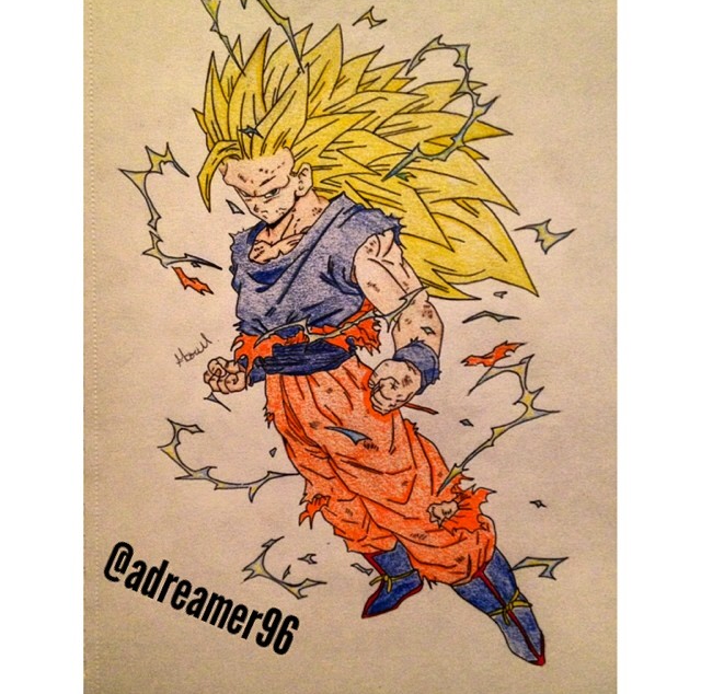640x634 Goku Super Saiyan 3 Dragon Ball Z Drawing By Adreamer96