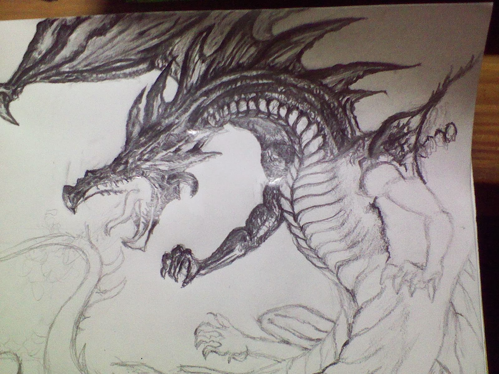 1600x1200 Graphite Drawings Fire Breathing Beast