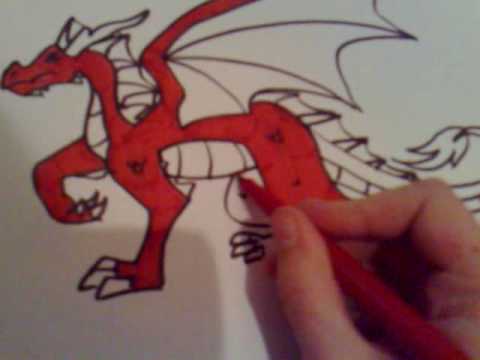 480x360 Drawing A Cartoon Red Dragon