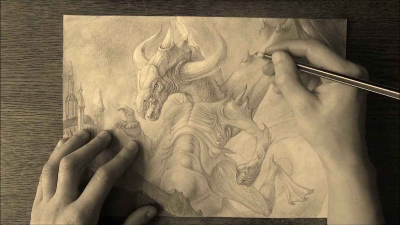 1280x720 The Dragon (Pencil Drawing)