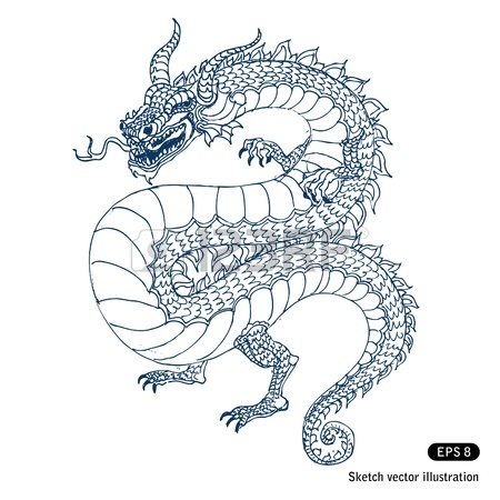 450x450 Dragon Drawing Royalty Free Cliparts, Vectors, And Stock