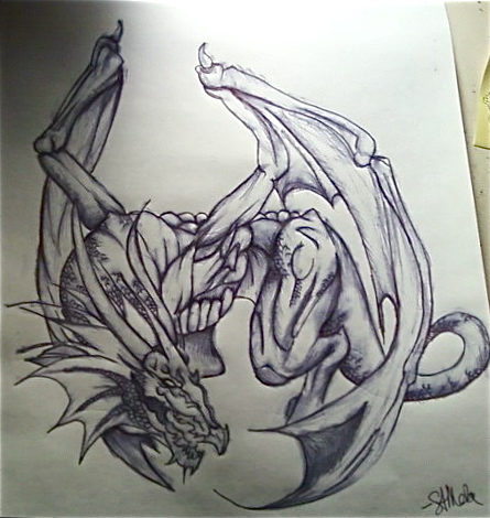 445x470 Tess Tattoo Sketch Dragon By Pseudoangel36es