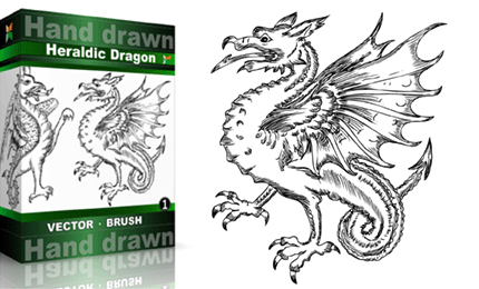 430x260 Heraldic Series Hand Drawn Dragon Vector Amp Photoshop Brushes