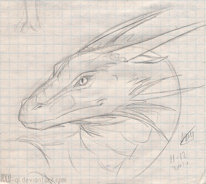 679x605 Dragon Head Sketch By Axe Ql