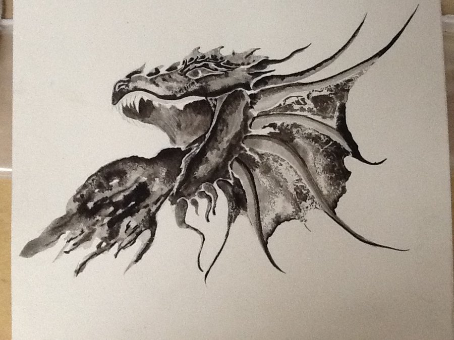 900x675 Ink Wash Dragon Head By Nerikomi
