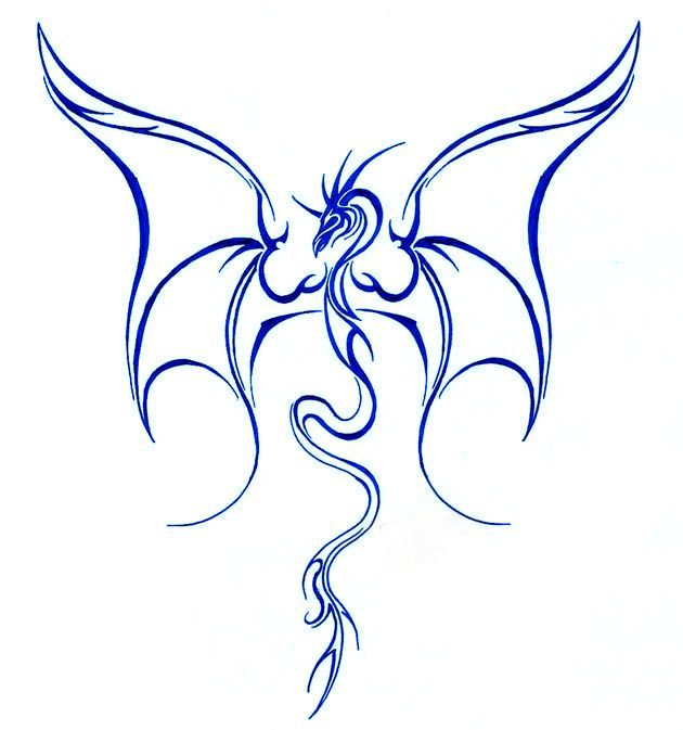 630x673 Collection Of Dragon Tattoo Drawing