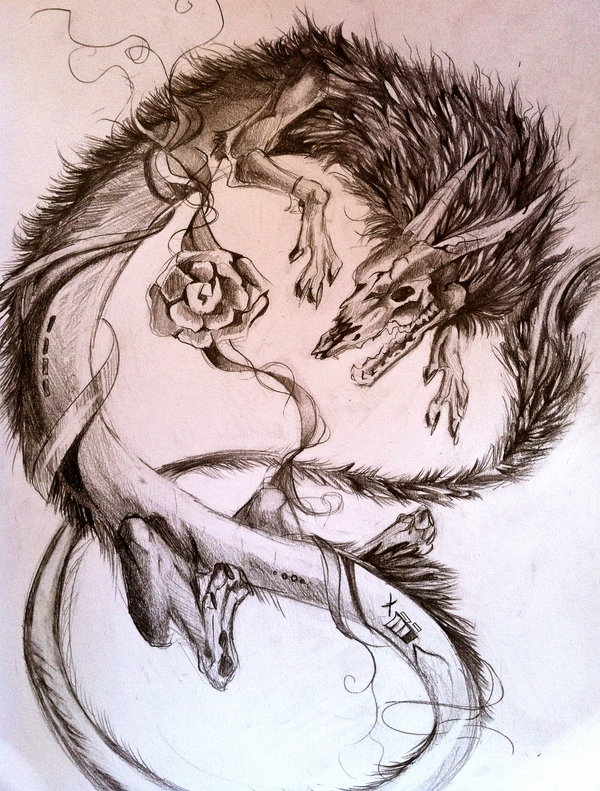 600x791 Drawn Skull Dragon