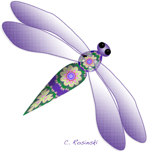 500x516 Dragonfly In Purple And Green Carol's Drawing Blog