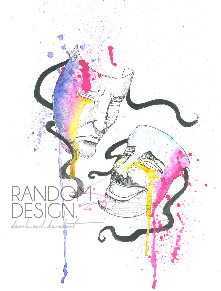 910x1200 Theatre Mask Watercolour Drawing Mydrawings