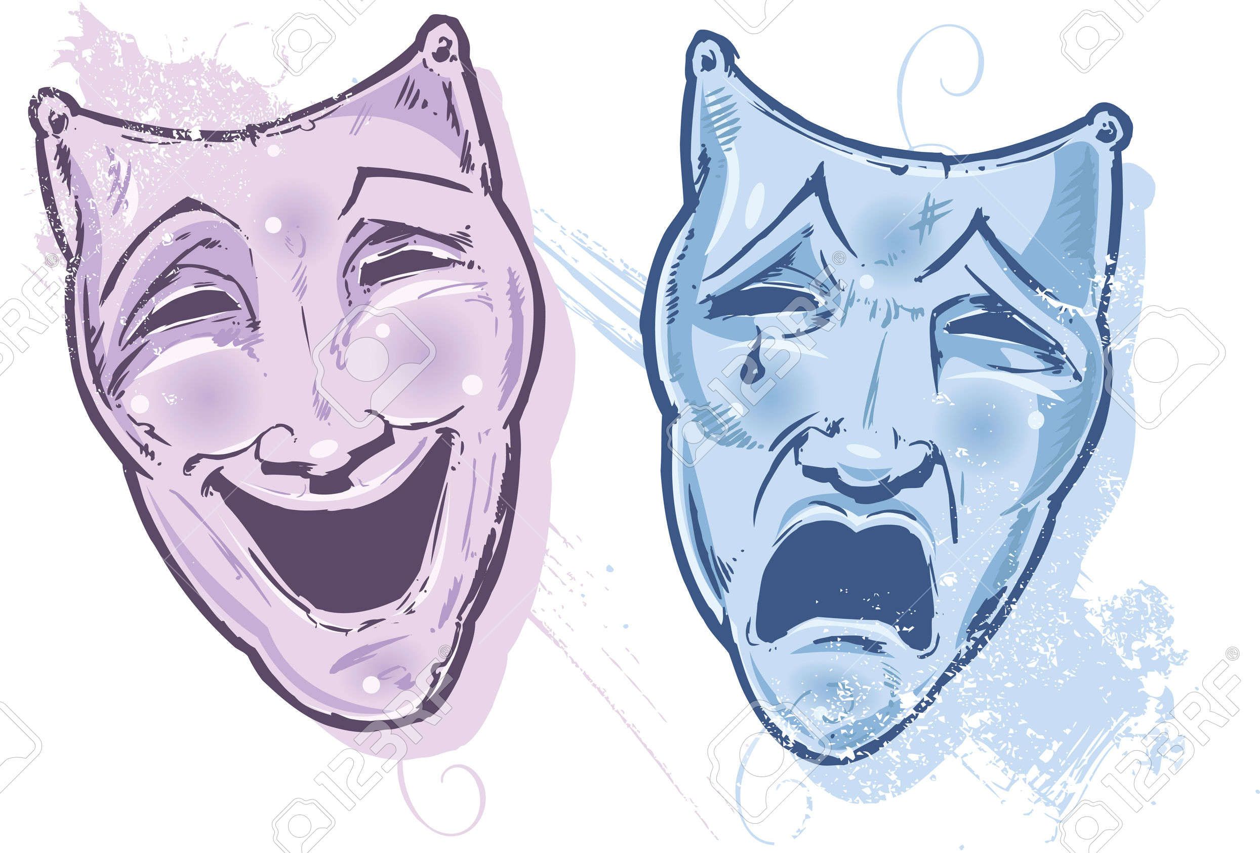 2489x1685 Theatre Masks Happy And Sad, Laugh And Cry Vector Illustration
