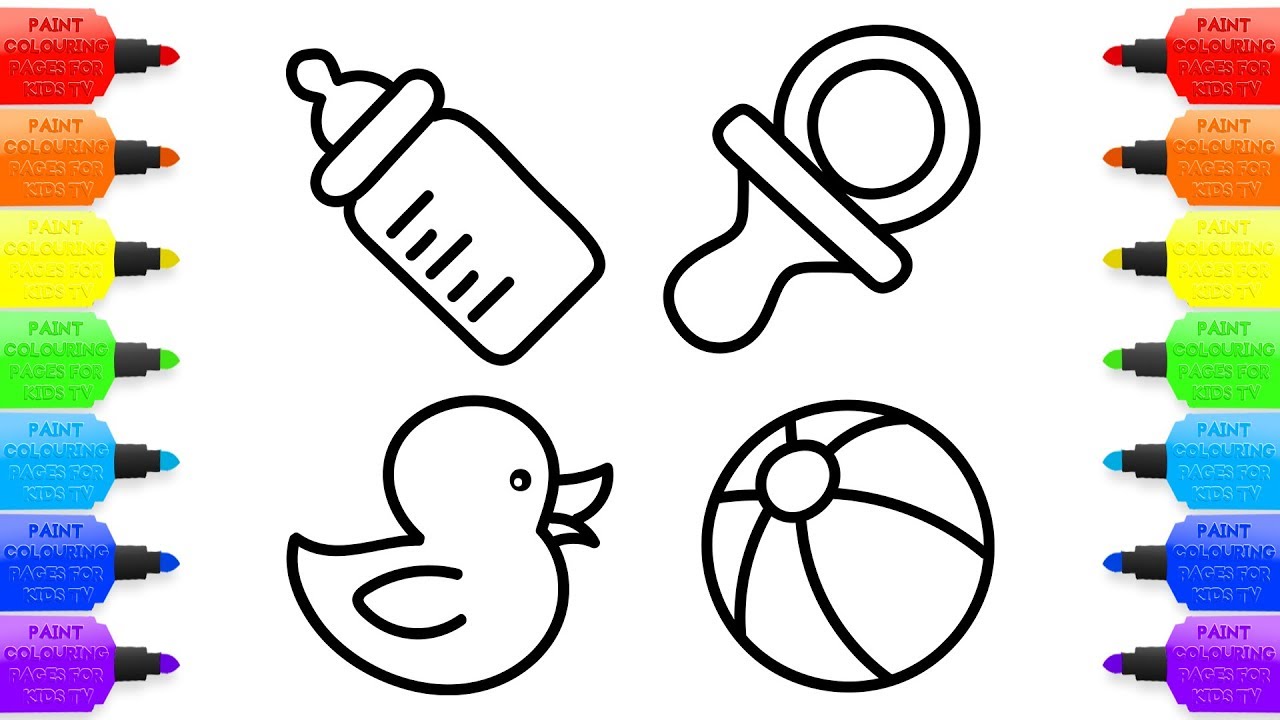 1280x720 How To Draw Coloring Book Set Of Accessories Baby. Drawing