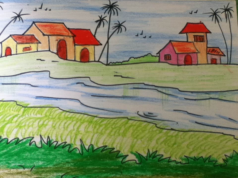 960x720 Beautiful Landscape Drawing For Kids In Simple Steps