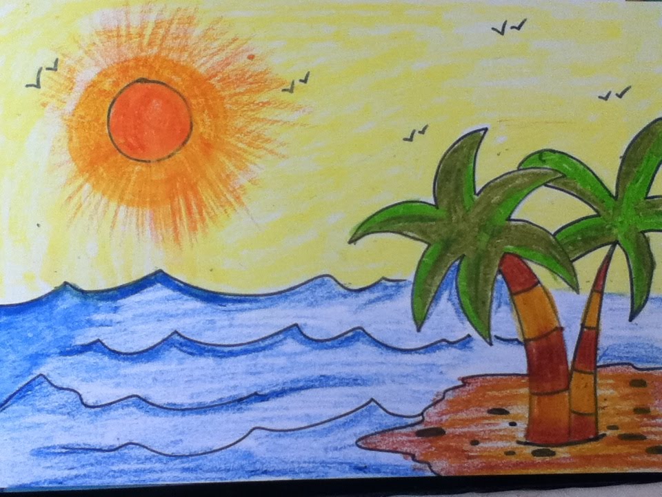 960x720 Scenery Drawing For Kids In Simple Steps