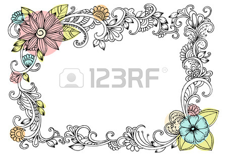450x309 Doodle Drawing For Coloring Book. Pattern. Beautiful Flower