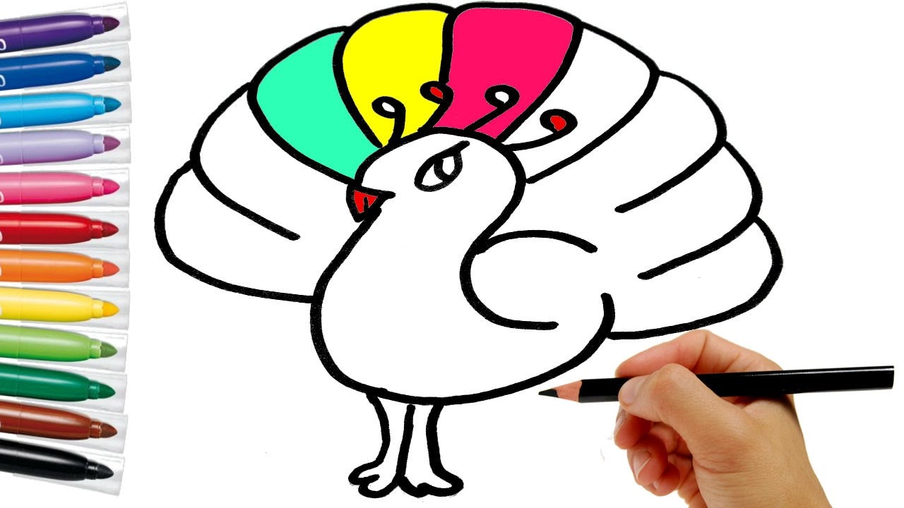 1280x720 How To Draw Animals. Drawing Peacock For Kids Learning Colouring