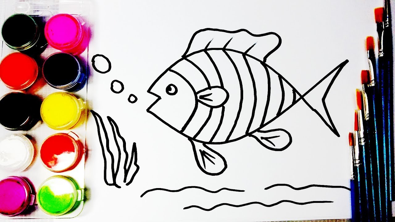 1280x720 Drawing For Kids, How To Draw Fish Amp Painting, Learn Colors