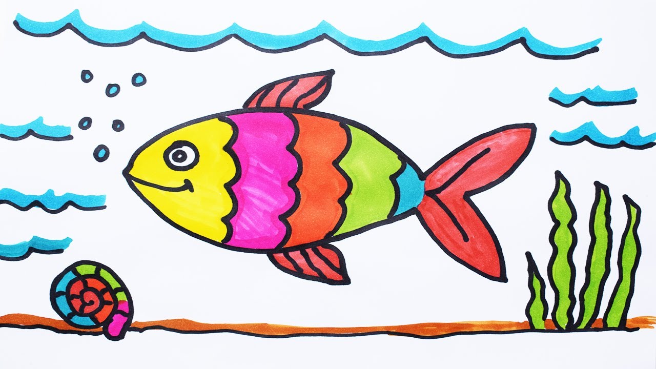1280x720 How Draw Fish And Coloring Fish Under Water For Kids How