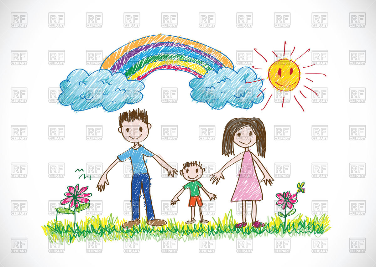 1200x853 Kids Drawing Happy Family Royalty Free Vector Clip Art Image