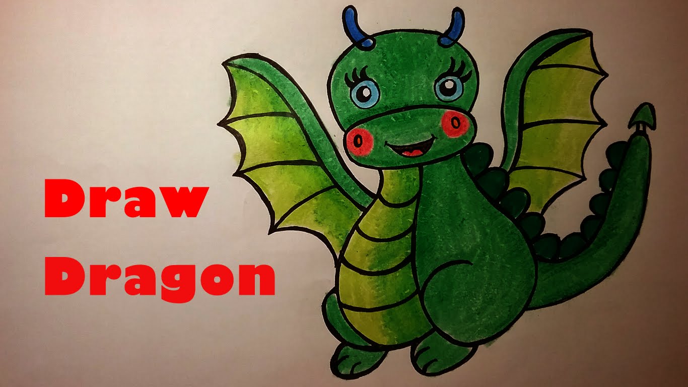 1366x768 How To Draw A Dragon Step By Step Dragon How To Draw A Cute