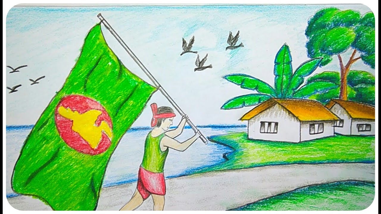 1280x720 How To Draw A Scenery Of Independent Day26th March Step By Step