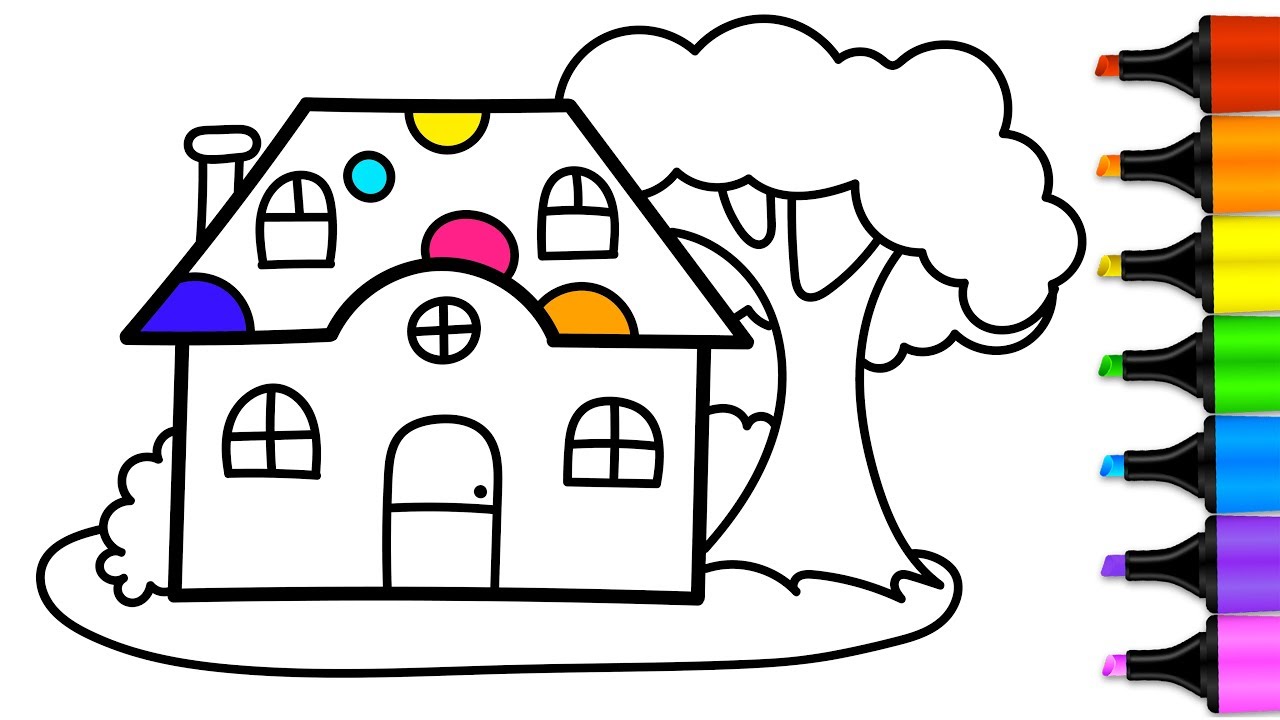 1280x720 How To Draw Little House Coloring Book For Children Drawing