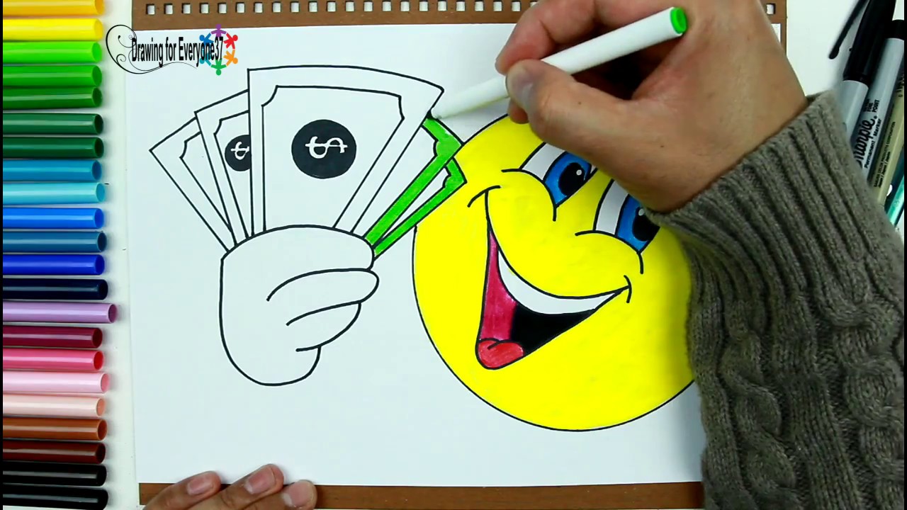 1280x720 How To Draw And Color Emoji Holding Money Drawing For Everyone37