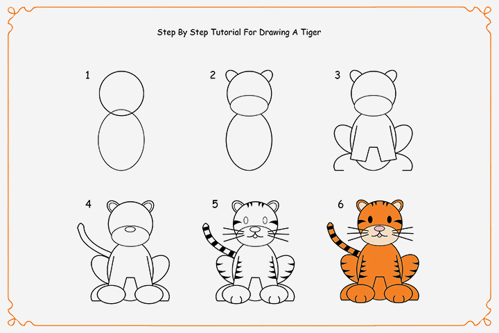 720x480 How To Draw A Tiger Step By Step For Kids