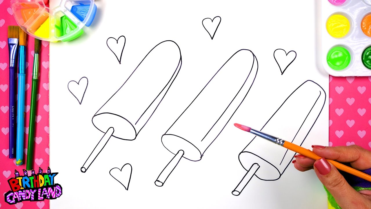 1280x720 Drawing For Kids 3 Small Ice Cream Bars Coloring Page Teaching