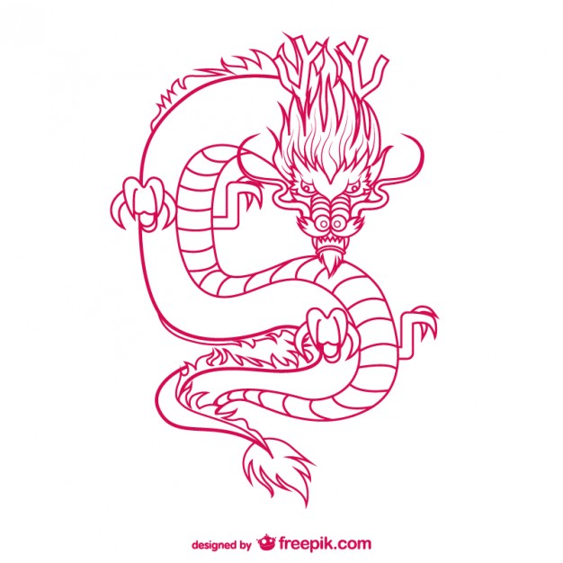 626x626 Oriental Dragon Drawing Vector Free Download