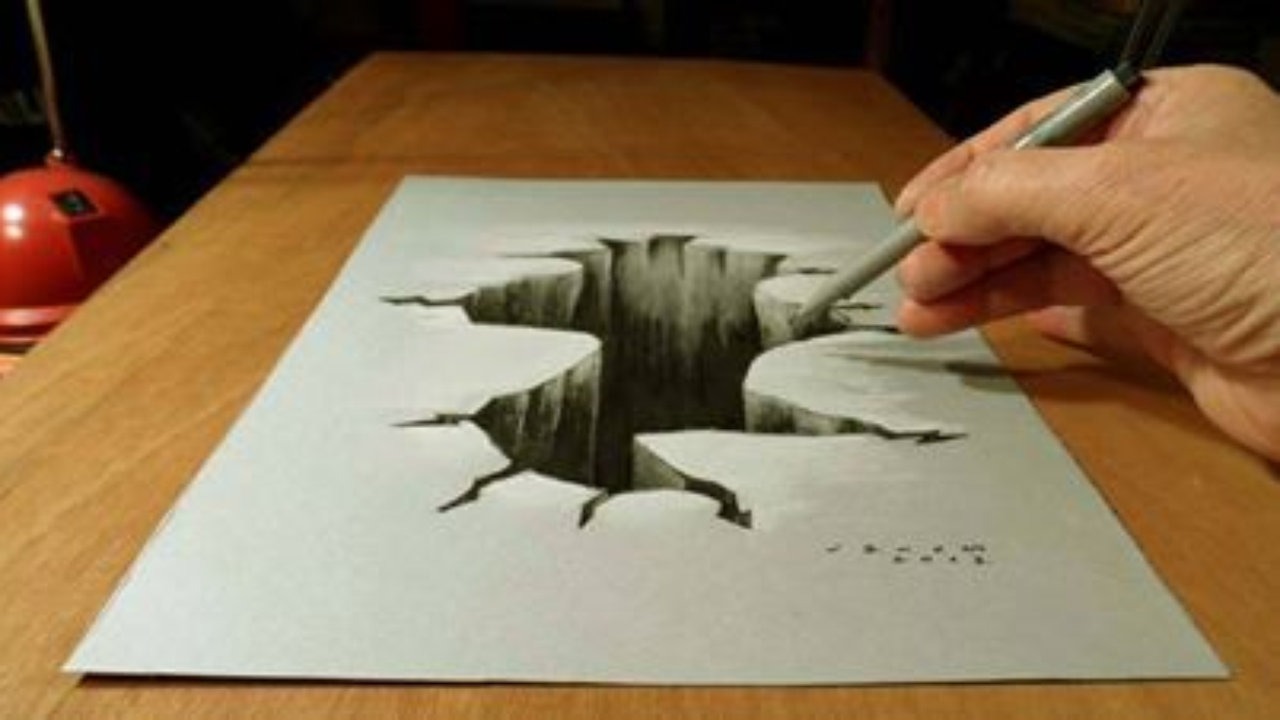 1280x720 Trick Art On Line Paper