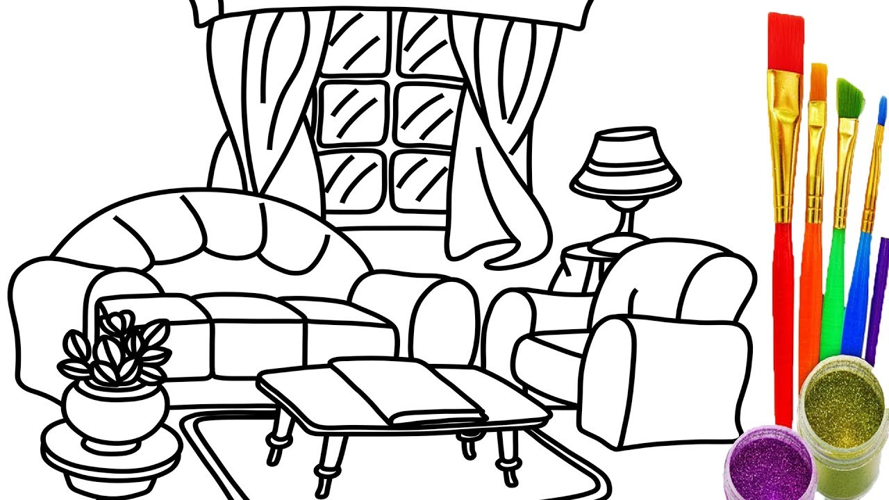 1280x720 Living Room Coloring Pages