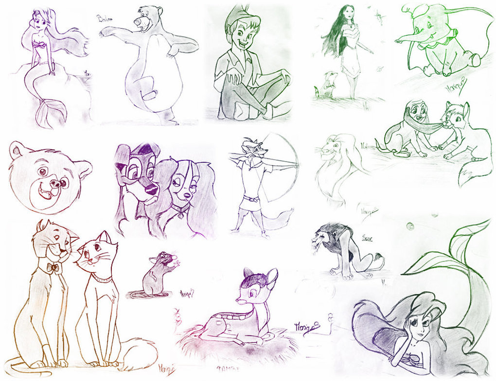 1020x784 Disney Character Drawings By Fucute