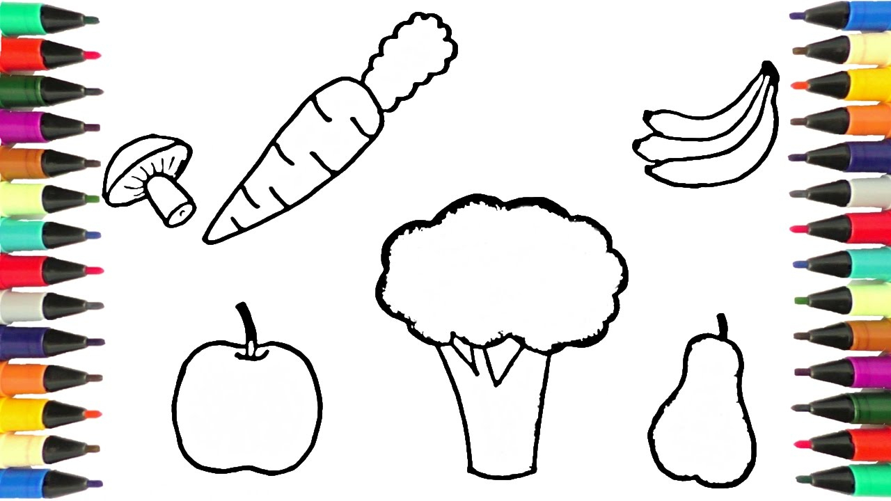 1280x720 Drawing Of Fruits And Vegetables Drawing And Coloring Fruits 11
