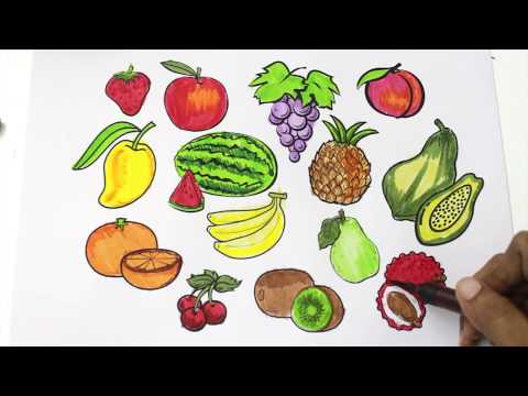 480x360 How To Draw Fruits And Vegetables And Coloring Dresses For Kids